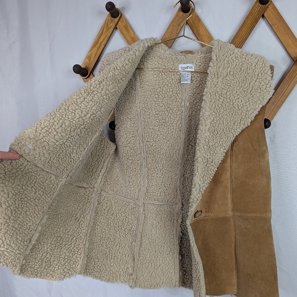 Vintage Together 100% Leather Faux Sherpa Patchwork Penny Lane Vest - Picture 4 of 6